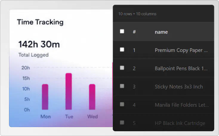 Project management platform tasks and activities feature data base image